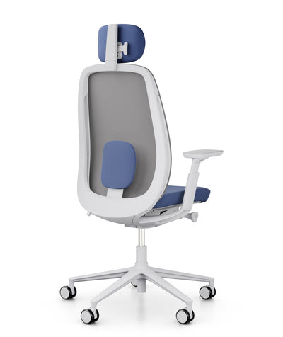 Silla Ritmo blanca/azul con cabezal