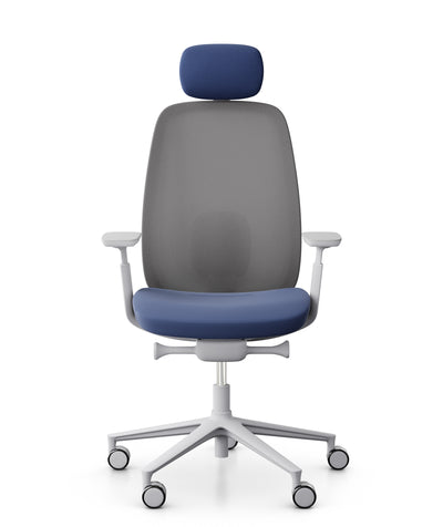 Silla Ritmo blanca/azul con cabezal