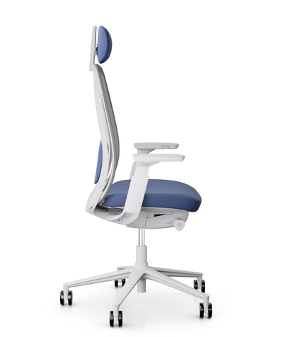 Silla Ritmo blanca/azul con cabezal